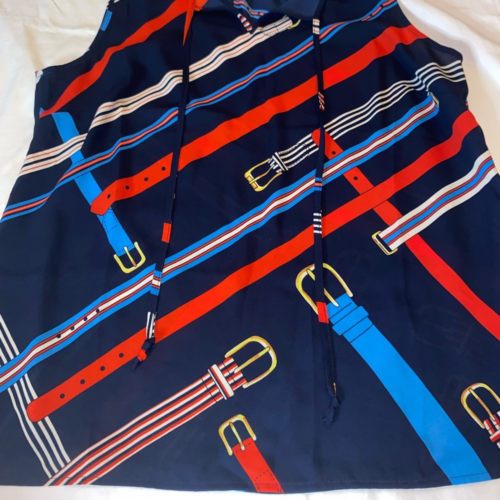 CAbi Women’s Navy and Multicolor Sleeveless Tank Top - Picture 2 of 6
